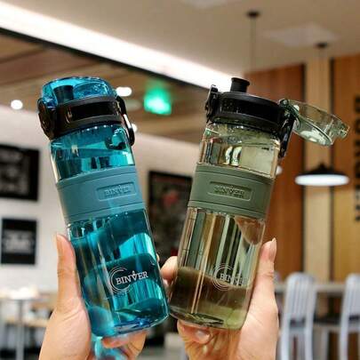 Bộ 3 cốc nhựa thể thao 500ml, bình nước nhựa trong suốt có vạch chia dung tích, chống sốc, chịu nhiệt, di động ngoài trời, có tay cầm.