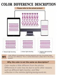 22 Inch 10pcs Purple & Pink Ombre Wavy Synthetic Hair Extensions, Y2K Street Style Festival Hairpiece - Purple - View 8