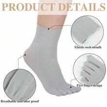 Bencailor 8 Pair Women Toe Sock Thin Breathable Five Toe Finger Separator Sock Crew Ankle For Athletic Summer Run Spring - Black - 查看 6