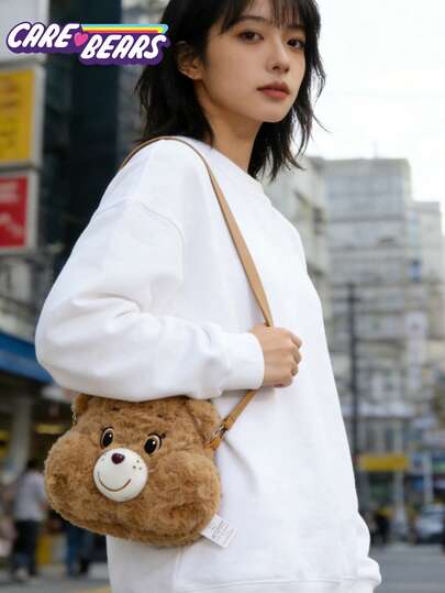 Care Bears Women's Pink Cartoon Bear Crossbody Bag,Care Bears Tenderheart Bear,Cheer Bear,Tenderheart Bear ,Grumpy Bear,Goodluck Bear,Share Bear,Funshine Bear Plush Shoulder Bag Large Capacity Crossbody Bag Fashionable And Versatile Soft And Skin-Friendly Comfortable For Shoulder – Ideal For Work School Travel Shopping And Storage,Durable Cartoon Design For Back To School And Daily Commute Use