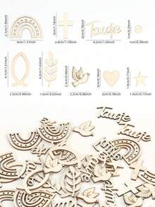 180pcs/Pack Colorful Wooden Confetti, Featuring Rainbow, Dove, Fish, Cross, Branch, And Dot Patterns, Suitable For Baptism, Birth, Communion, Naming Ceremony, Confirmation, As Well As Party Favors Or Decorations - Wood - View 8