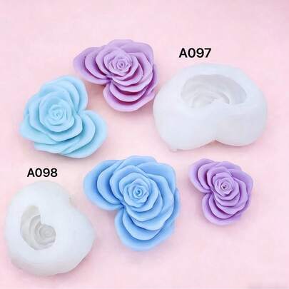 Heart Rose Scented Candle Silicone Mold, DIY Floral Handmade Soap Mold, Rose Candle Gift Mold For Valentine's Day