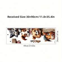 1pc Funny Animal Door Decal, Cute Dog, Tiger And Donkey, Self-Adhesive Removable, Suitable For Bedroom, Living Room, Kids Room Doors, Tear-Proof PVC Material; Humorous Animal Trio Wall Sticker, Door Decal Set, Unique Removable, Add Fun To Your Home - BR0908F - View 2