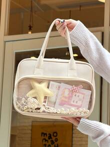 1pc Y2K Japanese Harajuku Small Handbags Bags, Travel Toiletry Bag, Women Mini Tote Transparent Ita Bag, Korean Casual, Girls Back To School Handbags Bag Purses And Handbags Ita Bag, Street & Japanese Style Women Bag - Multicolor - View 2