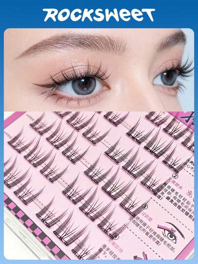  ROCK SWEET Cat-Eye Glueless False Eyelashes – Realistic Volume & Curl, Sectioned Design For A Defined, Fluttery Look