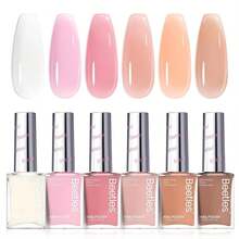 Beetles Jelly Nail Polish Set,6 Colors Pink Nude Jelly Quick Dry Nail Polish Fingernail Fast Drying &Amp; Long Lasting Nail Strengthener Polish Gifts For Women - Màu E - Xem 9