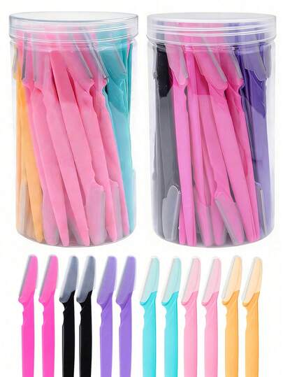 30pcs/Bottle Eyebrow Razor Set, Includes Storage Box, Facial Trimming Blades & Shaver, Suitable For Facial & Body Hair Removal, Essential Hair Salon, Beauty & Travel Accessory