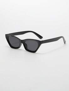Retro Katzenaugen-Kleinrahmen schwarze Mode-Brillen für Frauen, Plastik Lässig Dekorative Alltagsbrille - Schwarz - Übersicht 2