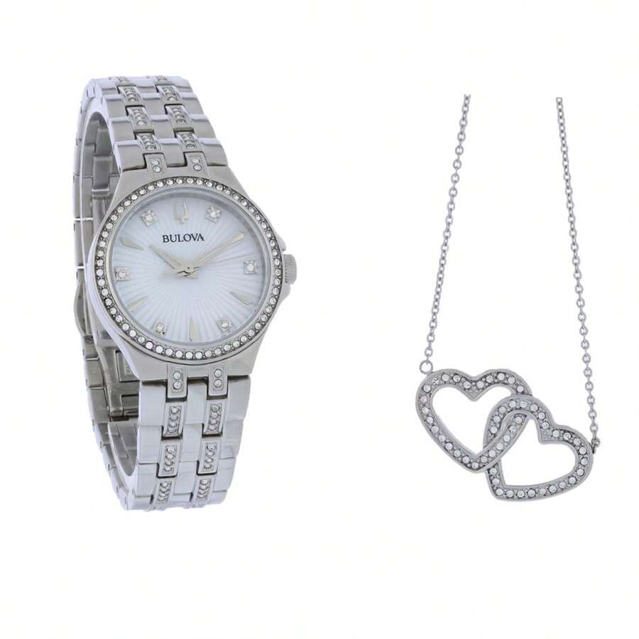 Bulova Crystal Women's MOP Dial Stainless Steel Quartz Watch 96X161 - one-size - View 1