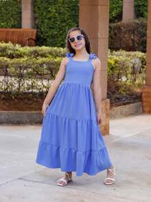 TRES MARIAS LONG STRAP DRESS FOR CHILDREN/ YOUTHS/ GIRLS - Azul - Ver 5