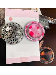 可调节树脂材质，1个透明豹纹和纯色树脂磁吸折叠伸缩桌面手机支架，情人节礼物 - 彩色 - 查看 4