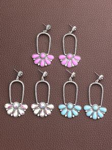 1对复古几何不对称绿松石吊坠耳环，欧美风格，女士款 - 耳飾 - 查看 12