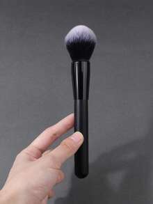 1pc High Quality Soft Bristle Powder Brush, Blush Brush, Contour Brush, Setting Brush, Highlighting Brush, Multi-Purpose Makeup Brush For Beginners, Travel Friendly - Black - View 5