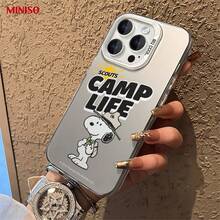 Miniso Peanuts Snoopy Phone Case Scouts Camp Life Outdoor Design Suitable For IPhone 17/17 Pro/17 Pro Max/17 Air/16/15/14/13/12/11/X Series Iphone 17 Pro Max Case Iphone 17 Pro Case Iphone 17 Case Stocking Stuffers The Girlfriend The Chosen Early Fall Fashion - 粉色 - 查看 3