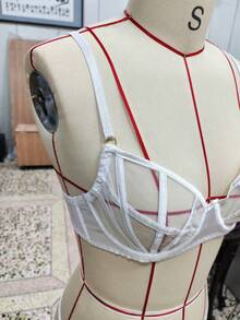 1 Set/2pcs Women's Underwear Set, Wireless Bra And Panty, Sexy Mesh Breathable - White - View 5
