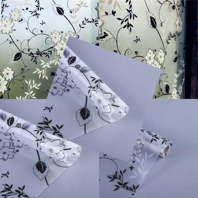 Window Privacy Film For Glass Floral Removable Static Film 17.5x78.7 Inch