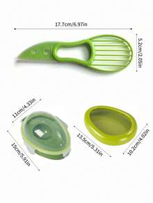 三合一牛油果工具套装：切片器、去核器、削皮器和牛油果形状保鲜盒 - 彩色 - 查看 10