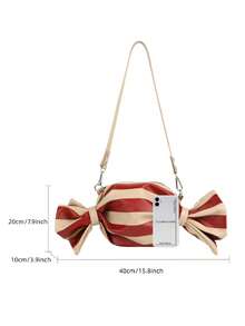 Niche Versatile Striped Candy-Shaped Shoulder Bag, Suitable For Daily Outings - Multicolor - View 9