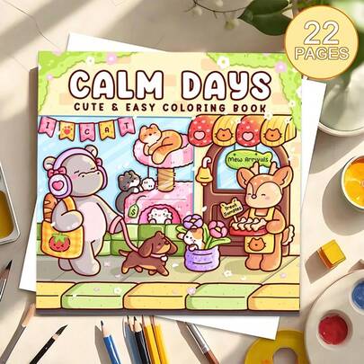 Coloring Notes Of Calm Days, Whimsical Strolls & Charming Critters,(22-Page Thick Paper Upgraded Version) A Coloring Book Specially Designed For Women, With Bright Colors, Stress-Relieving, Suitable For Markers, For Teenagers, Featuring Fantasy And Eerie Elements. Ideal For Valentine's Day, Birthdays And Other Festivals.
