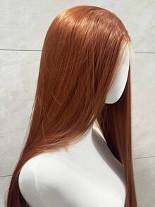 13x4英寸合成蕾丝前假发，直长发，透明蕾丝，预拔发际线，耐热纤维，女士款 - 粉色、脏橙色、棕色 - 彩色 - 查看 8