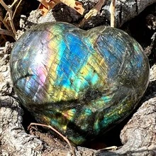 1pc Natural Flashy Labradorite Heart Shape - Unique Cabochon Cut, High-Gloss Smooth Polish, Convenient Flatback - Approx 10-600g, - Royal Blue - View 13