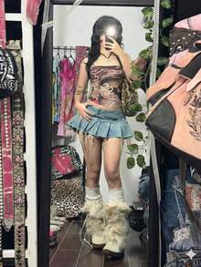 Áo croptop ống in hình cá Koi, phong cách retro mùa hè - màu nâu - Xem 2
