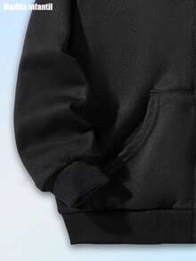 KIDB005|Chaqueta con Capucha y Cremallera para Niños y Niñas con Estampado de Cara de Dibujos Animados - Tejido Suave y Ligero, Lavable a Máquina, Cierre Completo con Cremallera, Bolsillos Delanteros - R - Negro - Ver 4