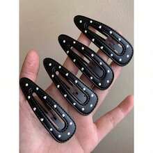2/4 Pcs Black & White Polka Dot Leather Hair Claw Clips, Fashion Simple Elegant Versatile Hair Barrettes, Daily Wear Hair Accessories For Women, Perfect Gifts & School Essentials - 彩色 - 查看 10