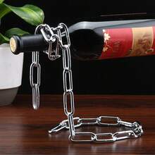 1个新奇魔术酒瓶架，悬浮钢链酒瓶架/支架 - 可将酒瓶悬浮在空中，独特的悬浮酒瓶支架，适用于家庭酒吧、厨房或派对装饰 - 彩色 - 查看 4