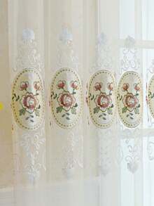 1 Rèm cửa ren mỏng thêu phong cách Châu Âu, rèm cửa màu trơn trang trí cao cấp cho phòng khách, cửa sổ lồi, ban công - Nhiều màu - Xem 3