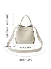 Fashionable Women's Handbag, Minimalist Brown Tote Bucket Bag, PU Material Vintage Commuter Versatile Shoulder Bag, Suitable For Ladies Shopping And Daily Use - Beige - View 8