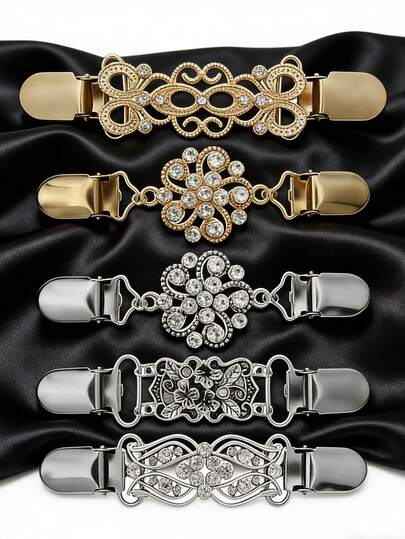 Vintage Sweater Swirl Clip Retro Collar Cape Cloak Cardigan Shawl Clasp Dress Shirt Brooch Pins Cinch Scarf Hat Clips Decoration Leaf Rhinestone Pearl Knot Heart Patterns Clips For Women Men