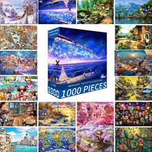 Tranh ghép hình 1000 mảnh mới năm 2026, kích thước 70cm*50cm, tranh phong cảnh sơn dầu và họa tiết hoạt hình, giúp giảm căng thẳng cho người lớn, nghệ thuật trang trí, thích hợp làm quà tặng Halloween, Giáng sinh, sinh nhật. - Nhiều màu - Xem 1