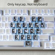 Bokawz Butterfly Heart-Shaped Keycaps, 21-Key Set, Heart-Shaped Replacement Keycaps, Butterfly Pattern, Backlit Butterfly Design, Side-Engraved Backlit Characters - Only Keycap, Not Keyboard - View 5