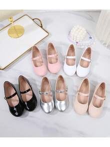 Girls' Vintage-Style Soft Bottom Casual Flat Princess Shoes, Versatile Solid Color Loafers - Pink - View 6