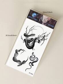 Pegatinas de tatuajes temporales con diseños de serpiente, flor y animales de la serie oscura - Hazlo tú mismo para convenciones de anime, carnavales, festivales de música, San Valentín, regalos de fiesta, tatuajes realistas impermeables para muñeca, tobillo, hombro, cuello, clavícula - Negro - Ver 9