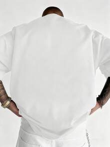 男士时尚百搭幽灵印花圆领短袖T恤，夏季 - 白色 - 查看 2