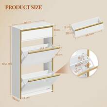 HaluPeit Narrow Shoe Cabinet With 2 Hinged Doors, Shoe Rack, Shoe Rack With Drawer, Narrow Shoe Chest With 4 Shelves, Adjustable, For Hallways, Entrances, Cloakrooms, 24 X 60 X 104.5 Cm, White - trắng - Xem 7
