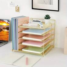 5-Tier Desk Organizer With File Holder, Letter Tray Paper Organizer - G - 查看 3