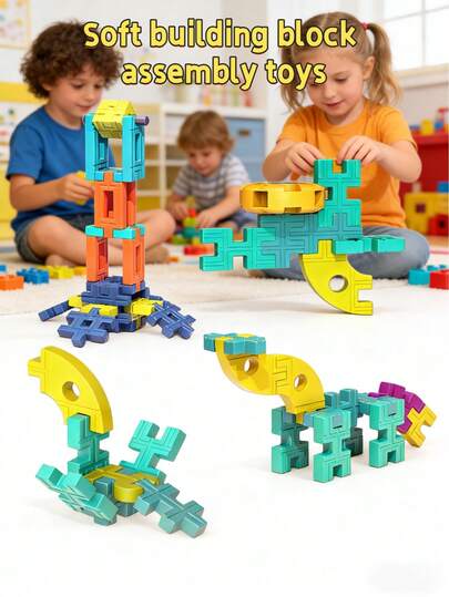 Large Soft Building Blocks For Kids, DIY Educational Toys, Multiple Styles For Creative Play, Parent-Child Interaction, Develop Focus & Imagination, Suitable For Boys & Girls 3+ Years Old, Birthday Gift