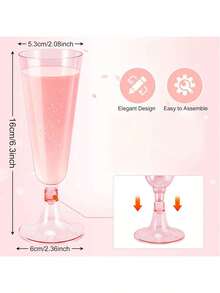 5.5oz Reusable Plastic Champagne Flutes, Elegant And Fashionable, Suitable For Weddings, Parties, Birthday Gatherings (Champagne Glasses, Wine Glasses, Plastic Cups, Cocktail Glasses, Birthday Cups) - Multicolor - View 6