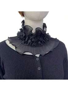 Ruffled Collar Autumn/Winter Cloak Scarf, Shawl Collar - Multicolor - View 4