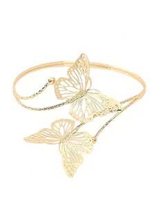 6PCS Set Metal Minimalist Summer Vacation Style Adjustable Loose Arm Cuff Bracelet Set, Perfect For Summer Parties, Travel, Gifts And Wearing - Gold - View 7