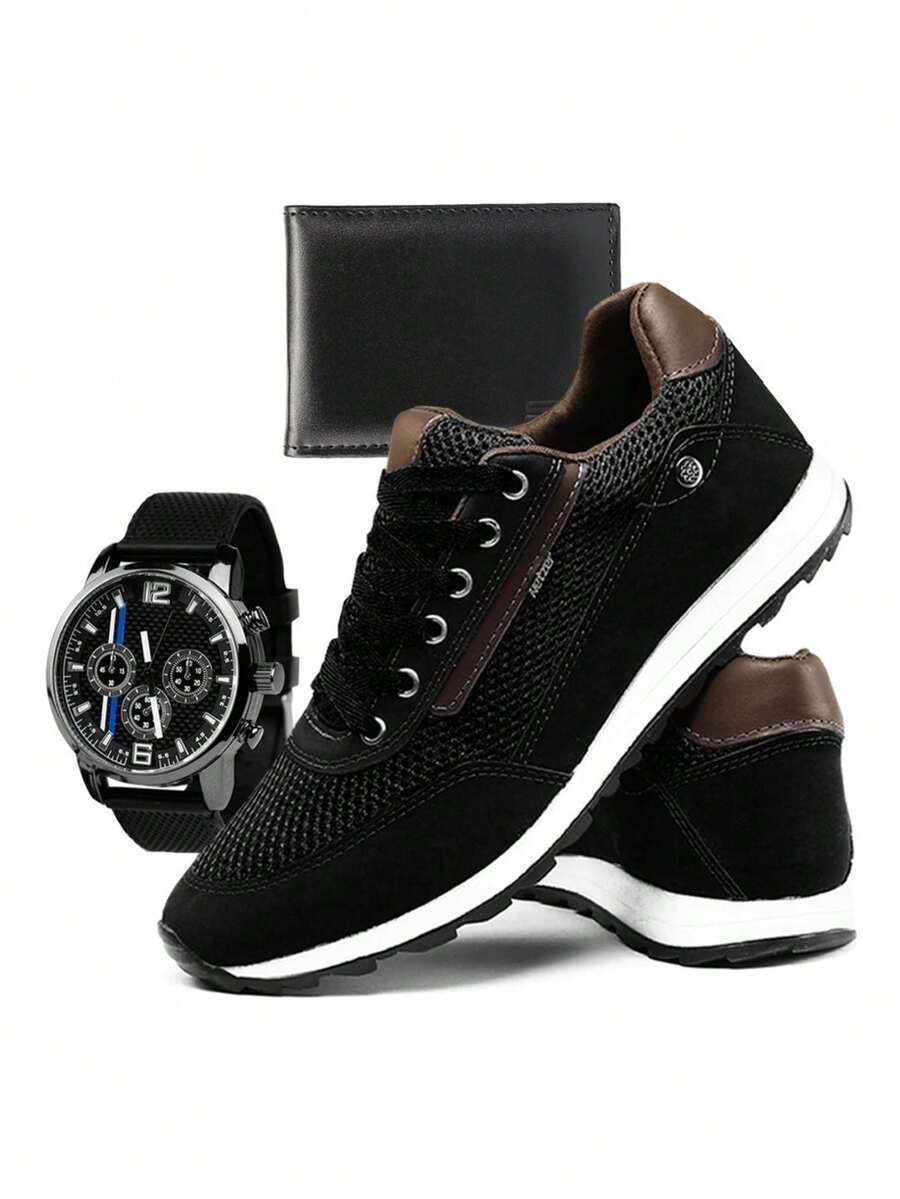 Men's Black Lightweight Jogging Shoes - Original + Free Gifts - màu đen - Xem 1