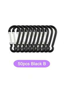 5/10/30/50个装散装弹簧登山扣钥匙扣，铝制D形环扣，适用于背包、旅行、露营、徒步 - 彩色 - 查看 24