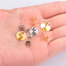 KMEOSCH 160pcs Stainless Steel Flat Earring Studs, Low Allergy Earring Posts With Butterfly Clutches And Rubber Backs, Suitable For Jewelry DIY Crafting - Round Flat Stud Earrings - View 5
