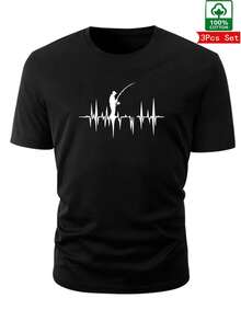 Kit 3 Peças Camiseta Masculina Casual para Pesca e Atividades do Dia-a-Dia - branco/preto/verde - Visão 6