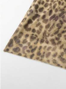 Leopard Print Mesh Skirt - Mocha Brown - View 6