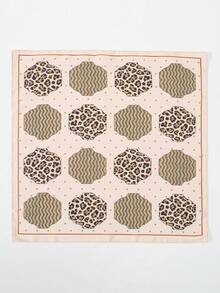 1pc Women's Bandana Geometric Patchwork Print Asymmetrical Textured Scarf - Multicolor - View 6