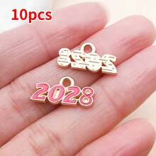 10个9x18毫米2028数字吊坠套装 – 现代简约锌合金数字吊坠，可用于DIY手链、项链和耳环 – 亮丽珐琅饰面，是完美的生日和毕业礼物 - 彩色 - 查看 19